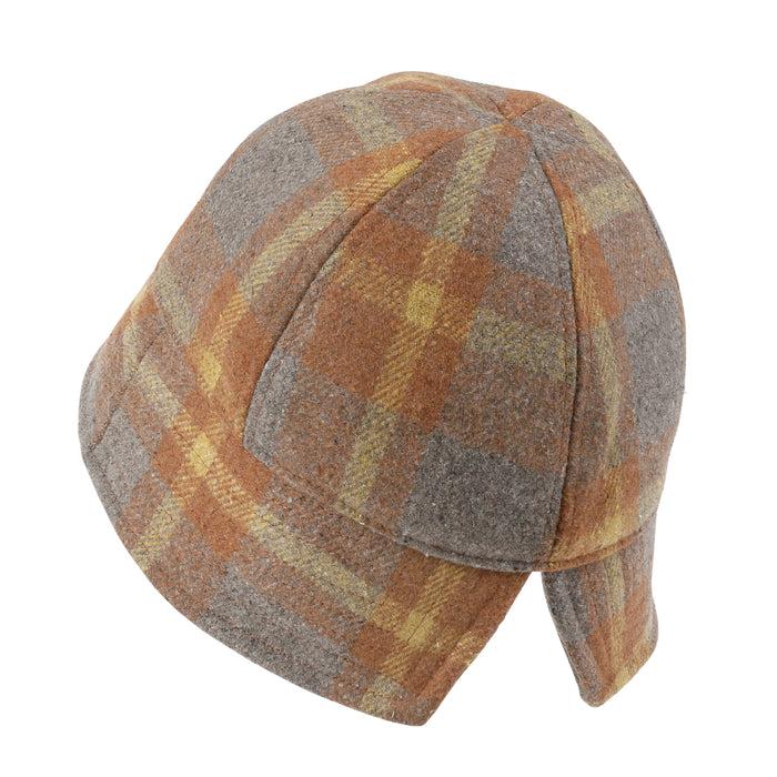 Ililily Ililily Checkered Round Top Fedora Warm Winter Wool-like Bucket Hat