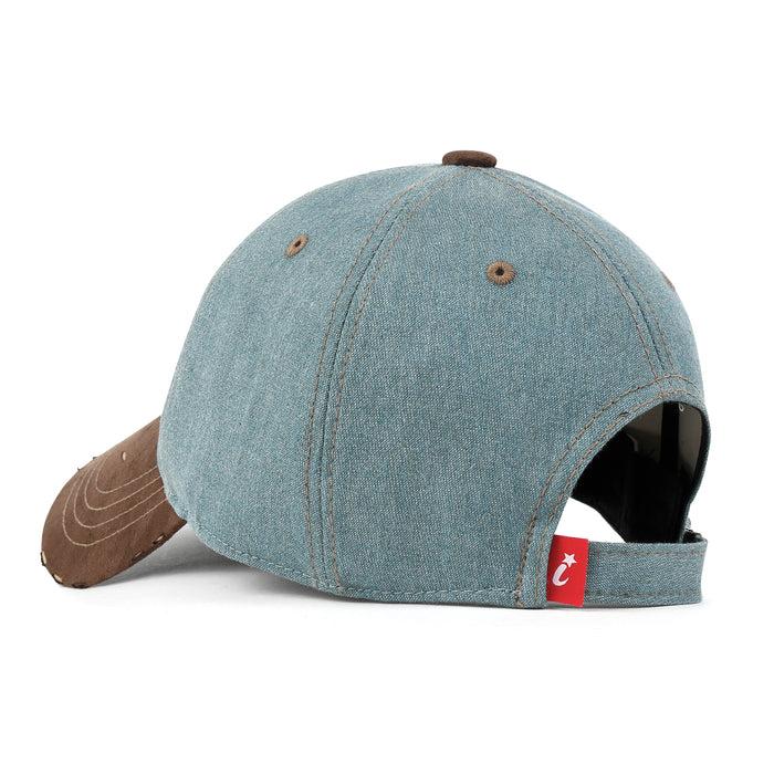 Ililily Ililily Cotton Denim Crown Strapback Trucker Hat Faux Suede Brim Baseball Cap