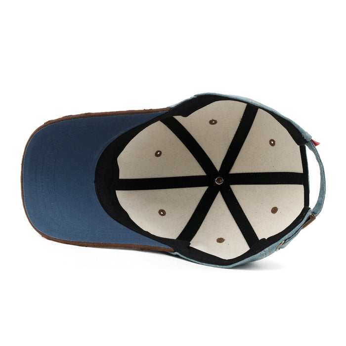 Ililily Ililily Cotton Denim Crown Strapback Trucker Hat Faux Suede Brim Baseball Cap