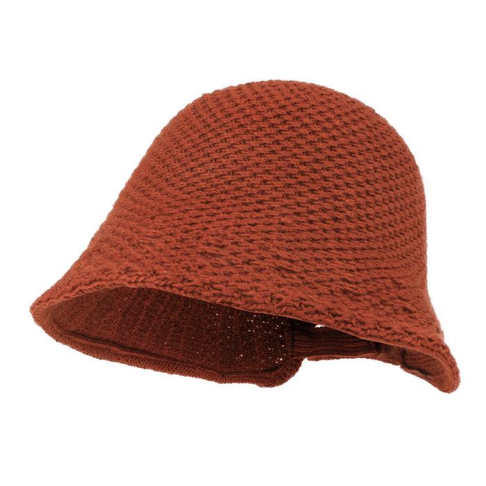 ililily ililily Crochet Asymmetrical Brim Wool Blended Bucket Hook And Loop Winter Hat