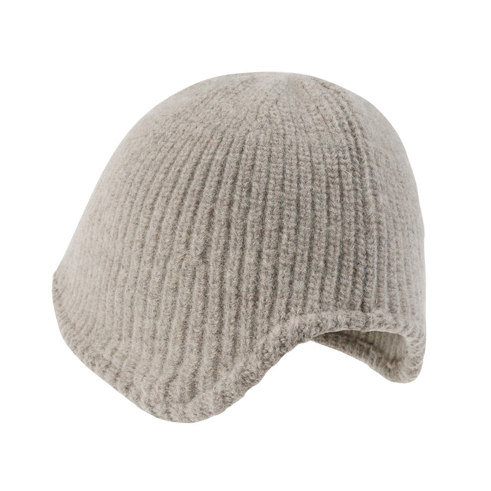 Ililily Ililily Crochet Asymmetrical Brim Wool Blended Fedora Color Winter Bucket Hat