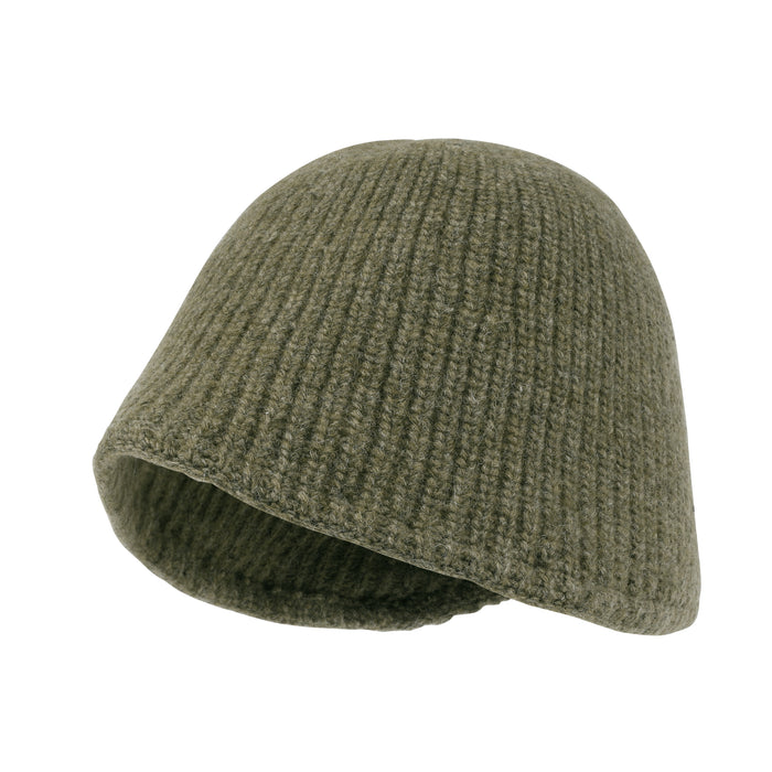 Ililily Ililily Crochet Asymmetrical Brim Wool Blended Fedora Color Winter Bucket Hat