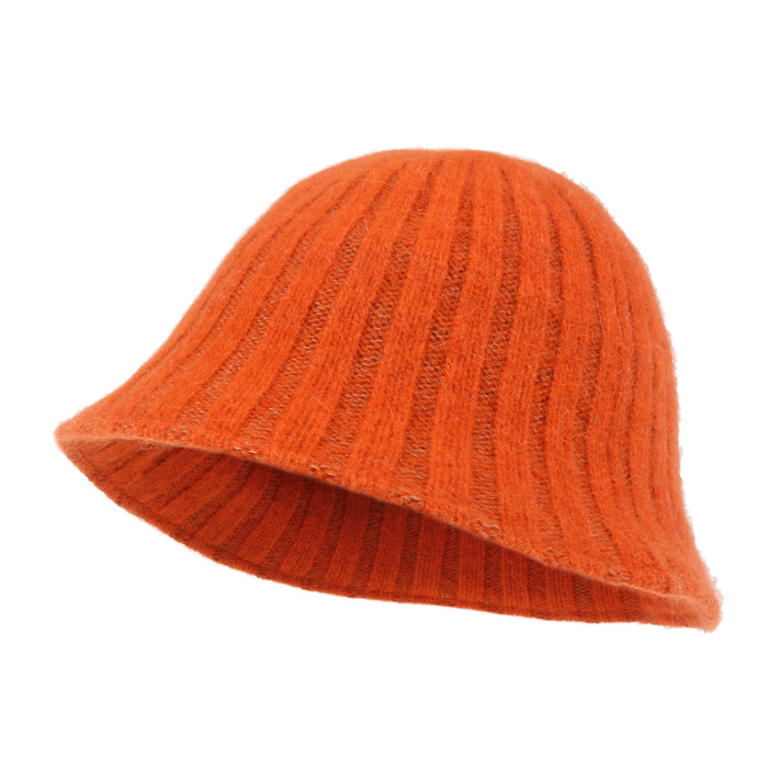 Ililily Ililily Crochet Knitted Angora Blended Fedora Color Winter Bucket Hat