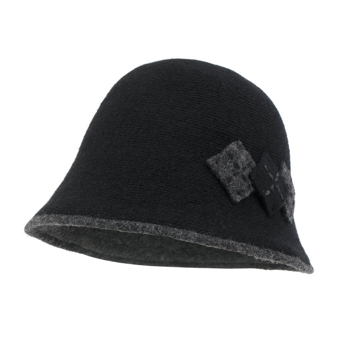 Ililily Ililily Diamond Shape Knitted Wool Blended Bucket Hat Foldable Winter Bowler Hat