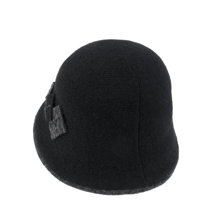 Ililily Ililily Diamond Shape Knitted Wool Blended Bucket Hat Foldable Winter Bowler Hat