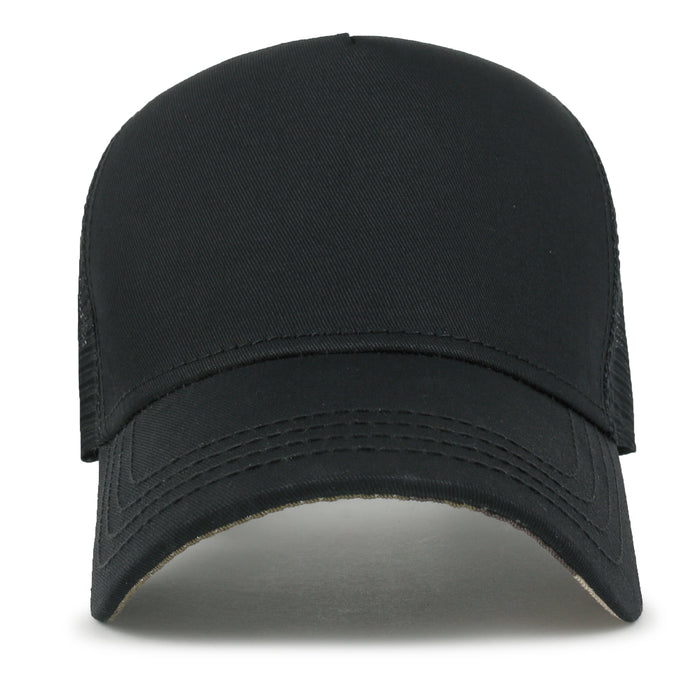 Ililily Ililily Extra Large Solid Cotton Mesh Back Baseball Cap XL Big Trucker Hat