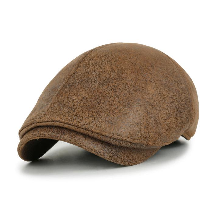 ililily ililily Faux Leather Flat Cap Vintage Cabbie Hat Gatsby Ivy Irish Hunting Newsboy Stretch-fit ililily ililily Faux Leather Flat Cap Vintage Cabbie Hat Gatsby Ivy Irish Hunting Newsboy Stretch-fit