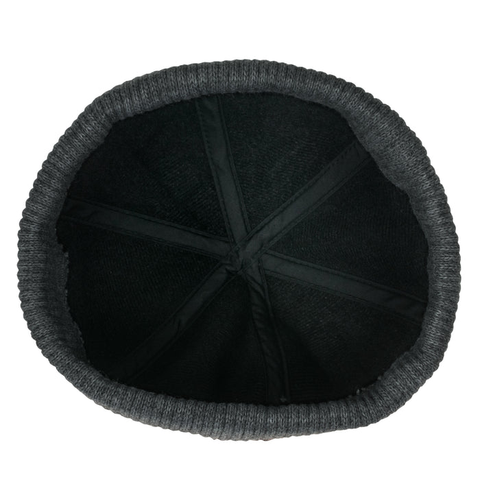 Ililily Ililily Faux Leather Solid Color Skully Beanie Ribbed Knit Band Hat