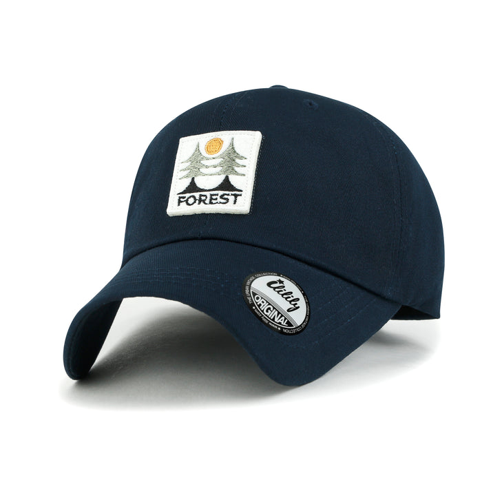 Ililily Ililily Forest Embroidery Patch Cotton Strapback Hat Casual Solid Baseball Cap