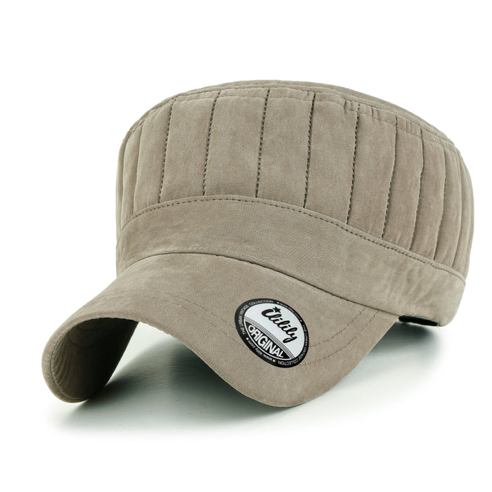 Ililily Ililily Grayish Color Padded Crown Military Army Hat Soft Casual Cadet Cap