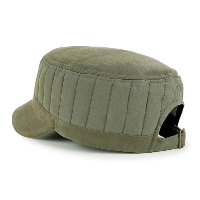 Ililily Ililily Grayish Color Padded Crown Military Army Hat Soft Casual Cadet Cap