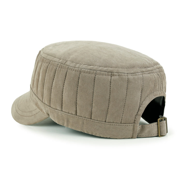 Ililily Ililily Grayish Color Padded Crown Military Army Hat Soft Casual Cadet Cap