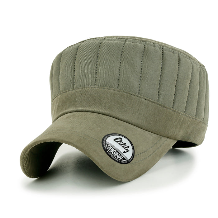 ililily ililily Grayish Color Padded Crown Military Army Hat Soft Casual Cadet Cap