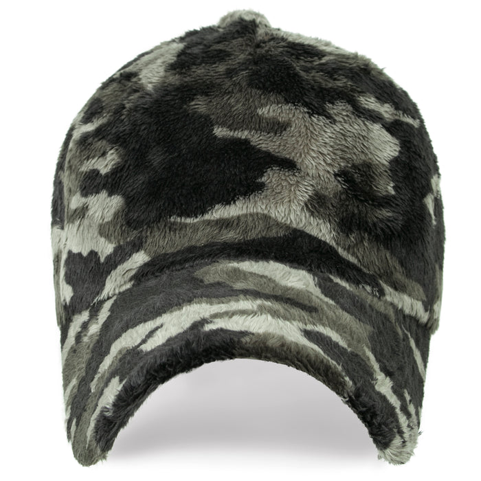 Ililily Ililily Howels Camouflage/Solid Velboa Baseball Cap Military Trucker Hat
