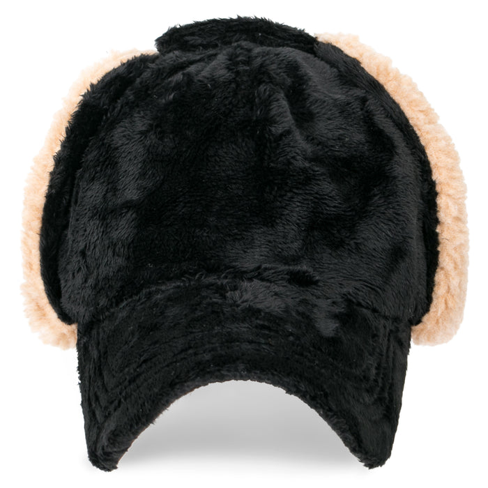 Ililily Ililily Howels Camouflage/Solid Velboa Baseball Cap Military Trucker Hat With Earflaps