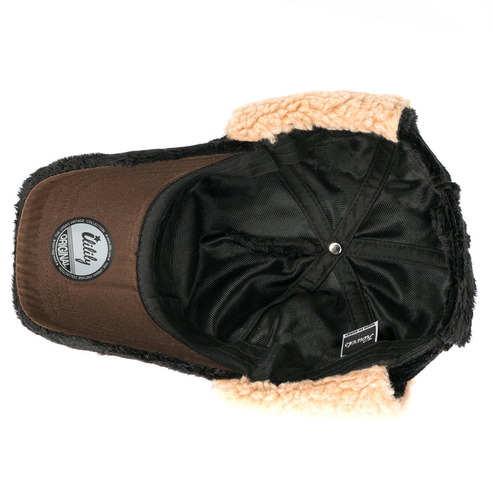 Ililily Ililily Howels Camouflage/Solid Velboa Baseball Cap Military Trucker Hat With Earflaps