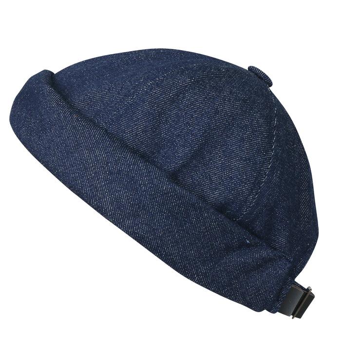 ililily ililily Howels Denim Cotton Short Beanie Strapback Casual Hat Soft Cap