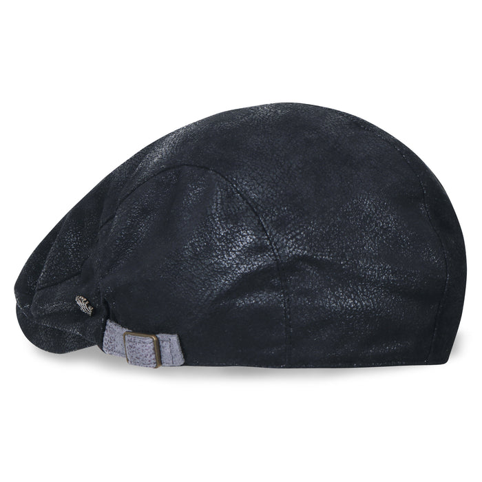 Ililily Ililily Large Size Faux Leather Gatsby Newsboy Hat Cabbie Hunting Flat Cap