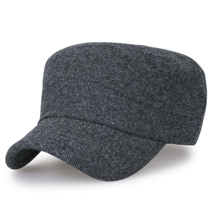 ililily ililily Large Size Solid Color Military Army Hat Wool-blend Vintage Cadet Cap