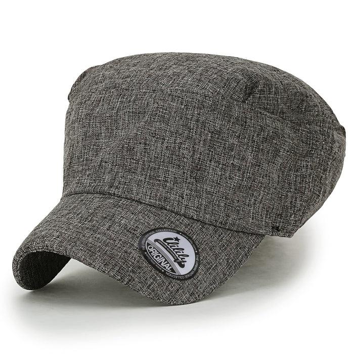 ililily ililily Mixed Color Military Army Hat Casual Front Tuck Cotton Cadet Cap