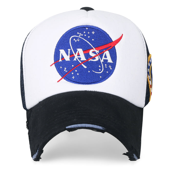 ililily ililily NASA Meatball Logo Embroidery Baseball Cap Apollo 1 Patch Trucker Hat