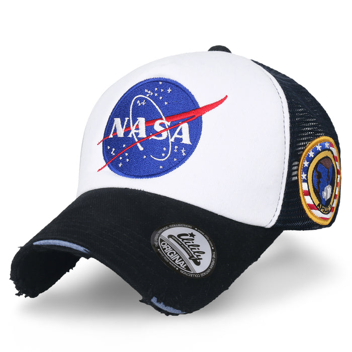 Ililily Ililily NASA Meatball Logo Embroidery Baseball Cap Apollo 1 Patch Trucker Hat