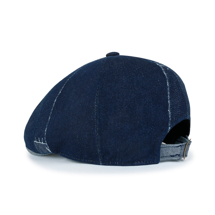 Ililily Ililily Patchwork Denim Cotton Newsboy Hat 6 Panel Cabbie Hunting Flat Cap