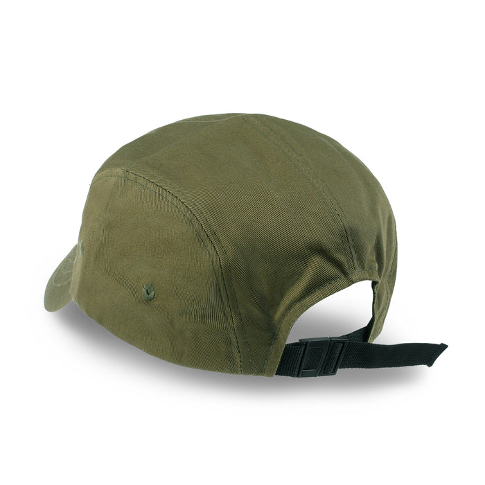 Ililily Ililily Pick Embroidered Panel Camp Hat Solid Color Cotton Flat Brim Cadet Cap