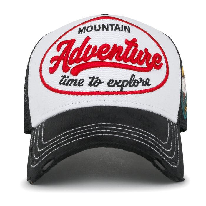 Ililily Ililily PREMIUM Adventure Patch Structured Trucker Hat Distressed Baseball Cap