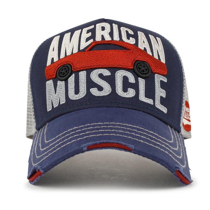 Ililily Ililily PREMIUM American Muscle Car Embroidery Baseball Cap Vintage Trucker Hat