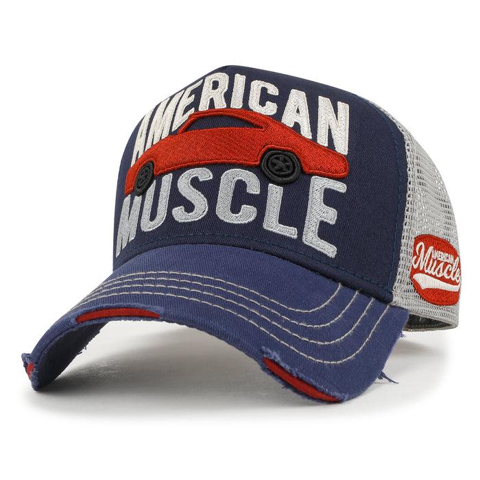 ililily ililily PREMIUM American Muscle Car Embroidery Baseball Cap Vintage Trucker Hat
