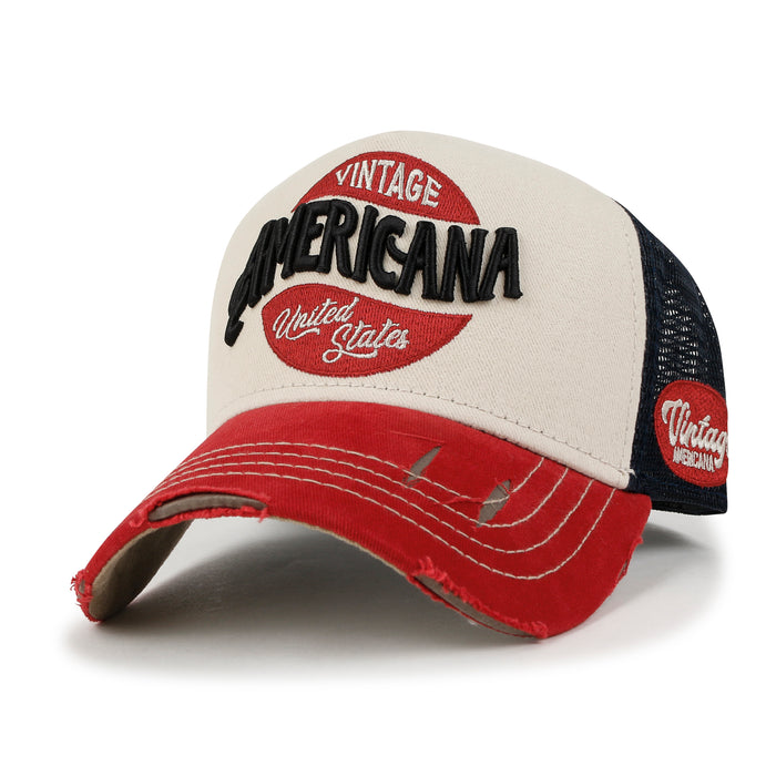 ililily ililily PREMIUM AMERICANA Embroidery Baseball Cap Vintage Trucker Hat