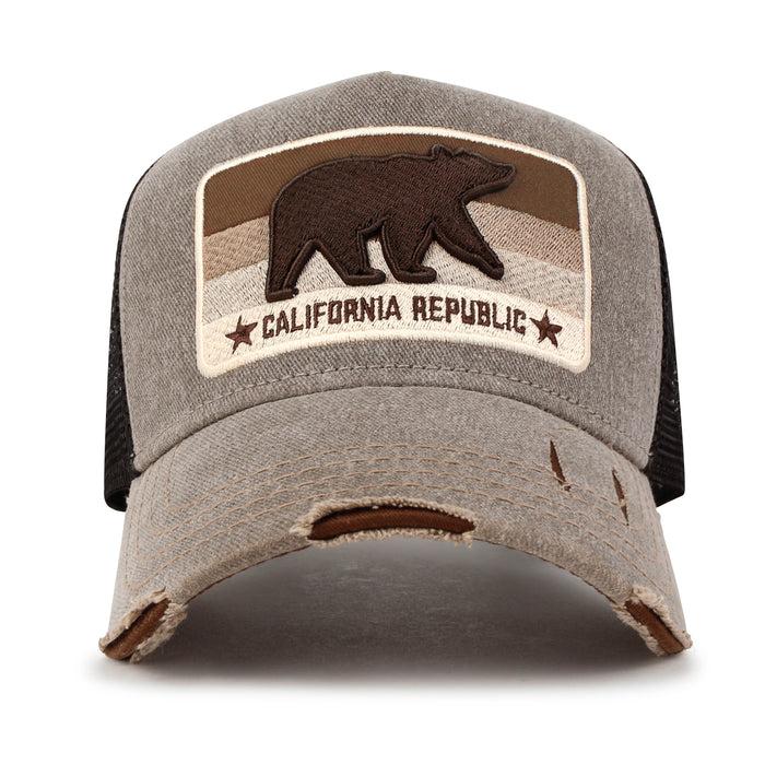 Ililily Ililily PREMIUM California Bear Embroidered Baseball Cap Vintage Trucker Hat