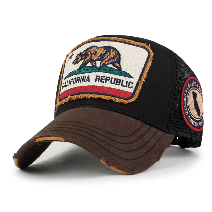 ililily ililily PREMIUM California Bear Embroidered Baseball Cap Vintage Trucker Hat