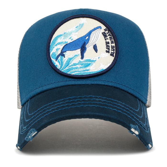 Ililily Ililily PREMIUM Endangered Blue Whale Embroidery Baseball Cap Structured Hat