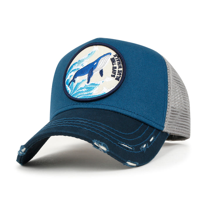 ililily ililily PREMIUM Endangered Blue Whale Embroidery Baseball Cap Structured Hat