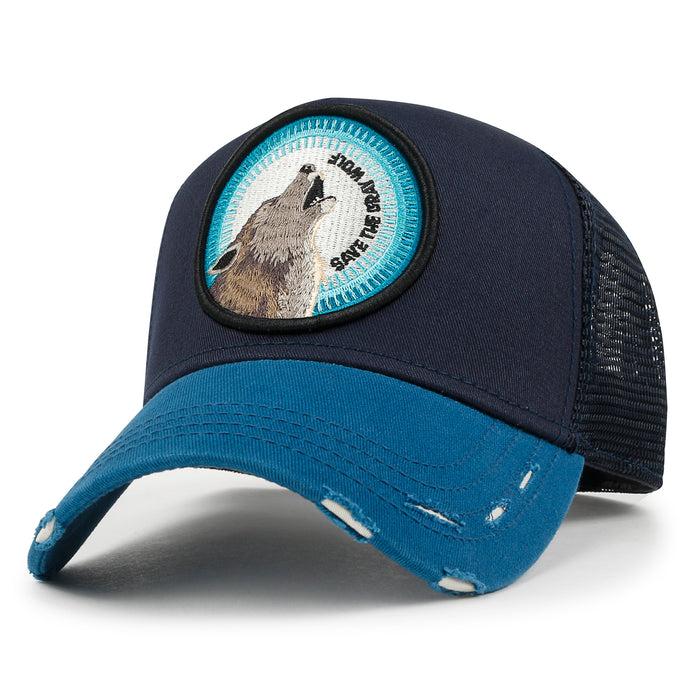 ililily ililily Premium Endangered Gray Wolf Embroidery Baseball Cap Structured Hat