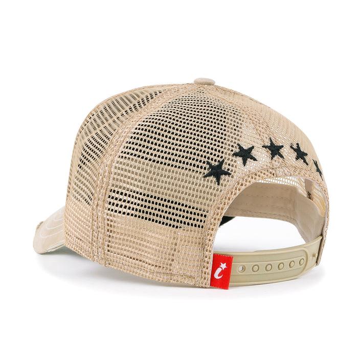 Ililily Ililily PREMIUM Faux Leather Star Patch Baseball Cap Cotton Vintage Trucker Hat