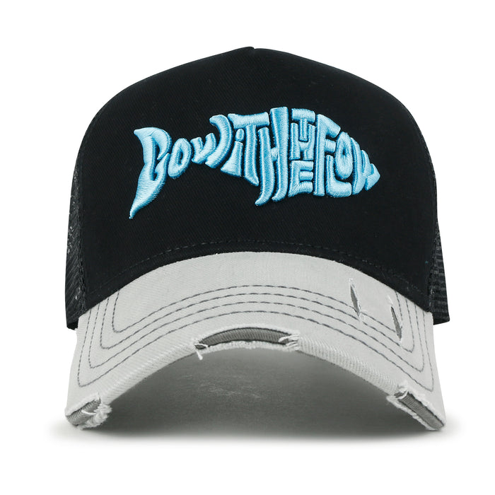 Ililily Ililily PREMIUM Go With The Flow Embroidery Baseball Cap Vintage Trucker Hat