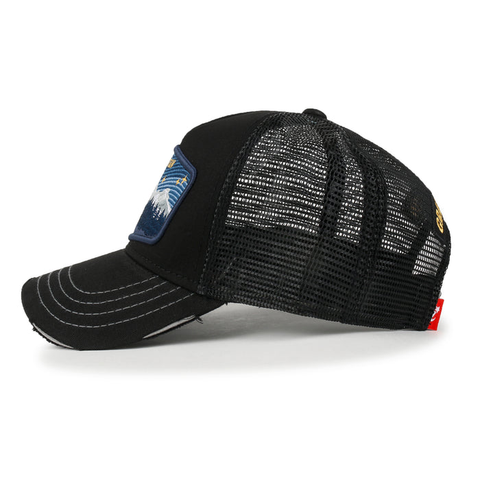 Ililily Ililily Premium Grand Teton Embroidery Baseball Cap Structured Trucker Hat