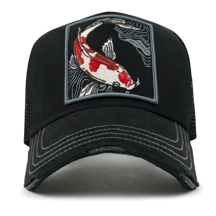 Ililily Ililily Premium Koi Fish Embroidery Baseball Cap Structured Hat