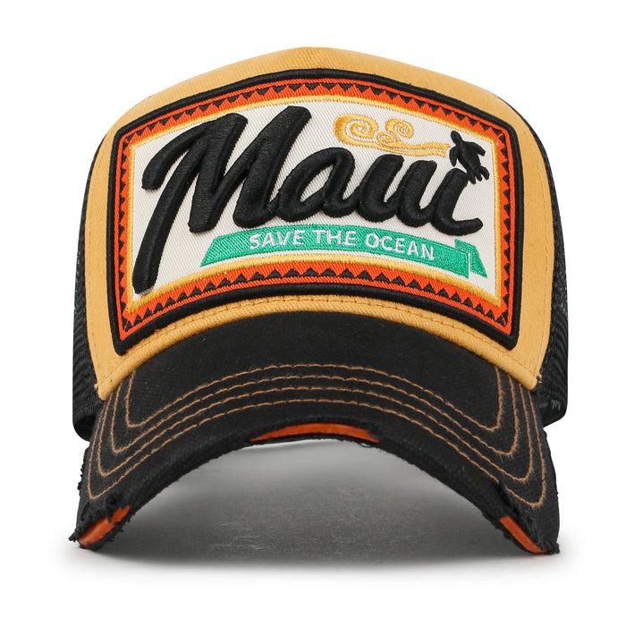 Ililily Ililily Premium Maui Embroidery Patch Mesh Baseball Cap Distressed Trucker Hat