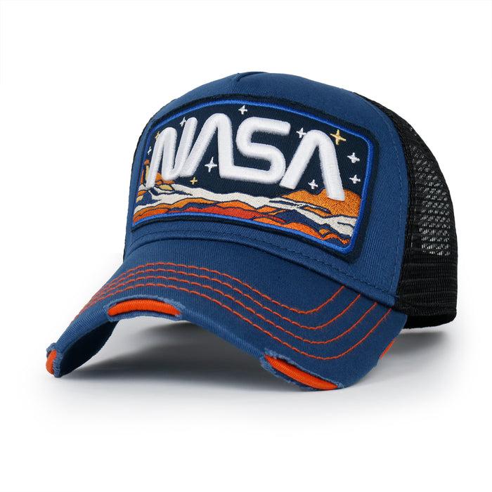 ililily ililily PREMIUM NASA Mars Mission Embroidered Distressed Trucker Cap