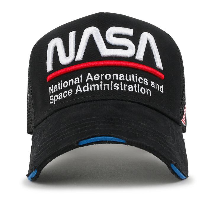 Ililily Ililily PREMIUM NASA Worm Logo Embroidery Baseball Cap Vintage Trucker Hat