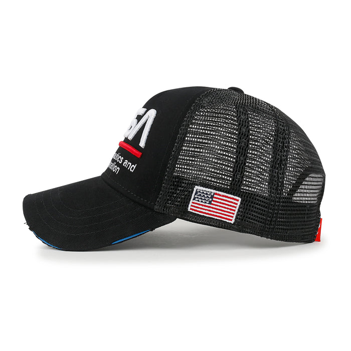 Ililily Ililily PREMIUM NASA Worm Logo Embroidery Baseball Cap Vintage Trucker Hat