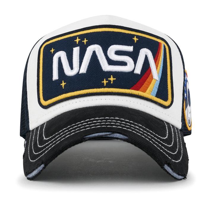 Ililily Ililily PREMIUM NASA Worm Logo Embroidery Structured Baseball Cap Mesh Back Trucker Hat M / XL