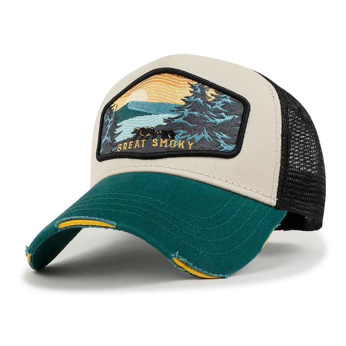 Ililily Ililily PREMIUM National Park Great Smoky Embroidery Baseball Cap Structured Trucker Hat