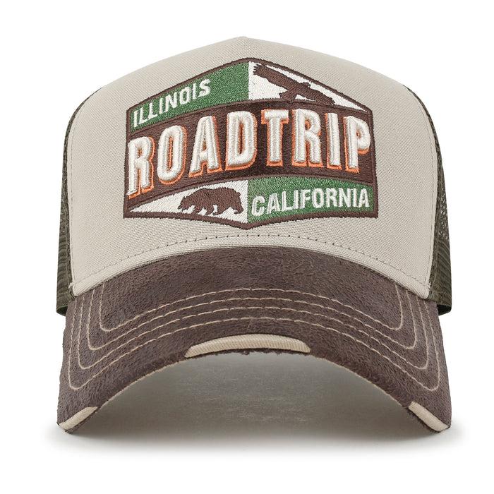 Ililily Ililily Premium ROAD TRIP Embroidery Hexagon Patch Hat Vintage Baseball Cap