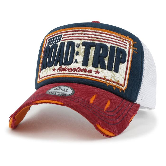 ililily ililily PREMIUM ROAD TRIP Large Vintage Distressed Snapback Trucker Hat Baseball Cap