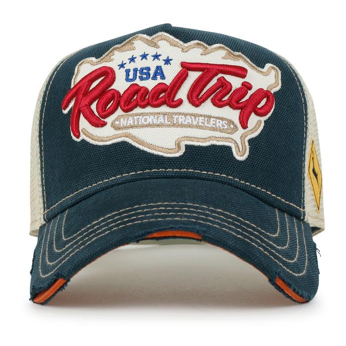 Ililily Ililily Premium ROAD TRIP Map Embroidery Trucker Hat Vintage Style Baseball Cap